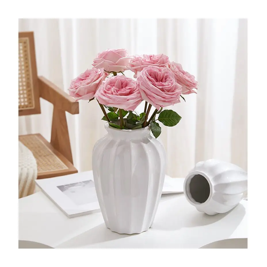 Minimalist White Ceramic Ornament Storage Vase Home Decor for Table Shelf Plant Flower Vase