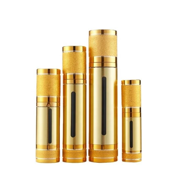 
High grade wire-drawing golden airless bottle spray pump bottle on sale 