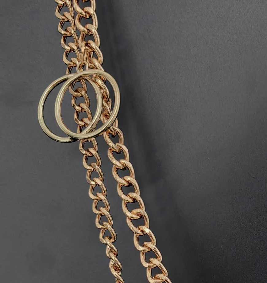 Ladies Fashion Accessories Luxury Designer High Quality Gold Silver Metal Thick Chain Waist Belts for Women