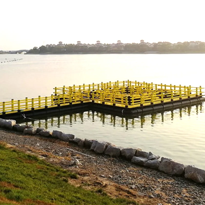 floating fishing plastic pontoon platform in river lake sea
