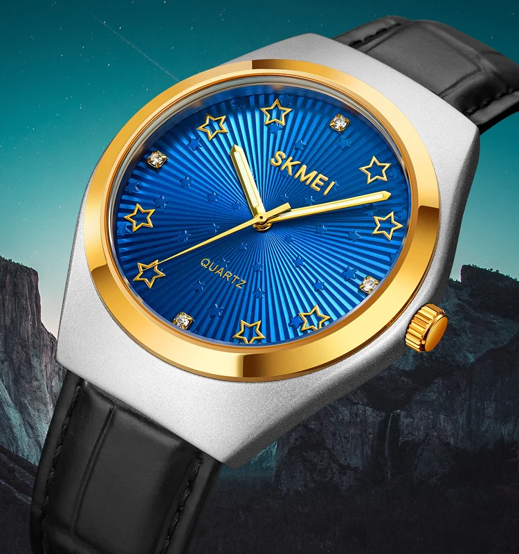 relojes hombre skmei 2058 luxury new design Blue stars 30m Waterproof belts leather watch for men