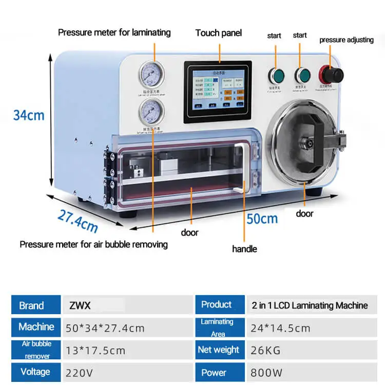 ZM-1 LCD Repair Machine Vacuum Lamination 2 in 1 Air Bubble Remover Vacuum Laminator LCD Laminating Machine