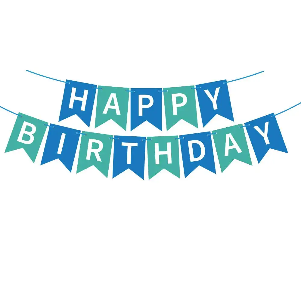 Happy Birthday Flat Flag Paper Banners Colorful Party Decorations Anniversary Birthday Banner Party Supplies Banners