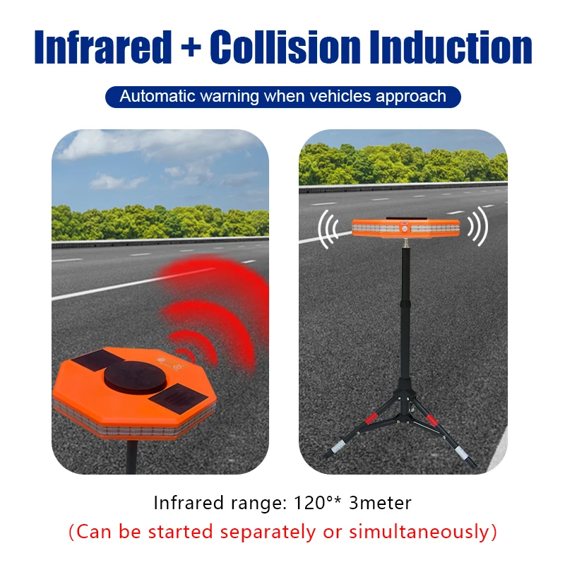 Portable traffic accident scene anti collision warning recording wireless work zone intrusion sound light alarm system
