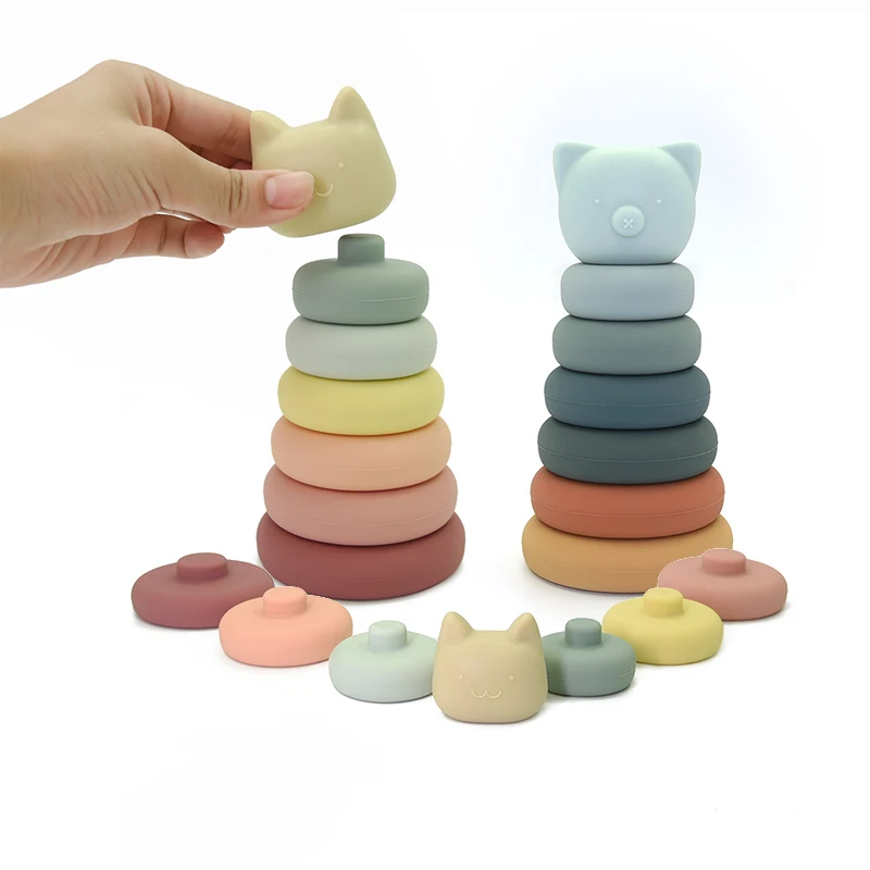 Unique Design Montessori Toy Stacking Ring Soft Silicone Stacking Toy