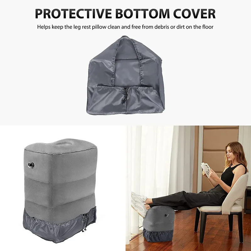 Inflatable Foot Rest Pillow for Travel, Kids/Adults Airplane Travel Pillow-Adjustable Height Cushions