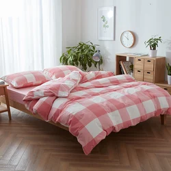 Китайский поставщик, мягкое теплое простое плоское постельное белье с клетчатым узором, 100 хлопок, Комплект постельного белья для отеля