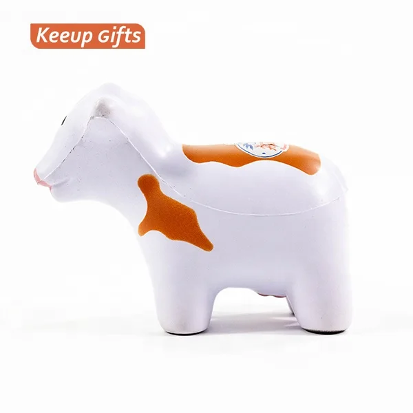 Пользовательский логотип реклама тянущийся сжимающий расслабляющий милый белый корова Бык Мяч для снятия стресса Антистресс pu Игрушка Для Снятия Стресса Шары животные