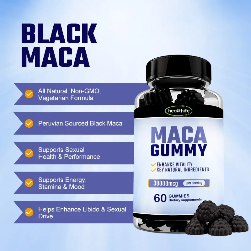 Organic Peruana Ultimate Black Maca Gummies with customized labels