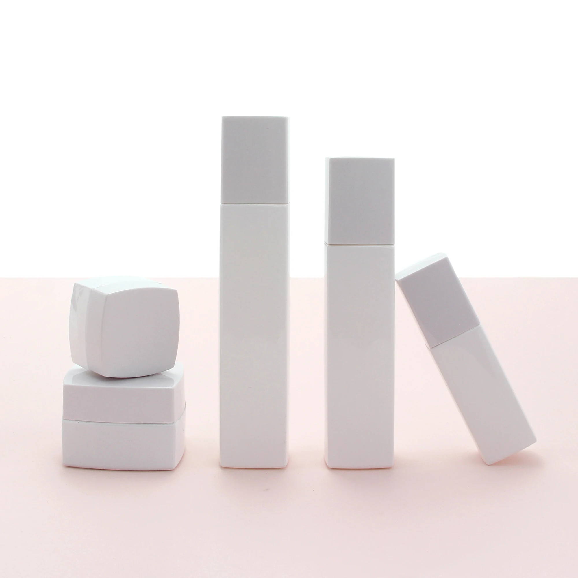 Wholesale thick bottom rectangle frosted glass cream jar and body lotion pump bottle for skincare packaging