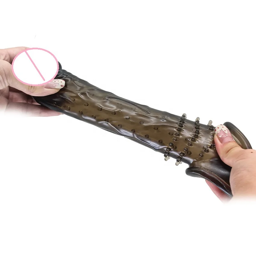Popular Adult Sex Toys Silicone Reusable Big Dildo Sexy Penis Sleeve Extender Enlargement Condoms for Men