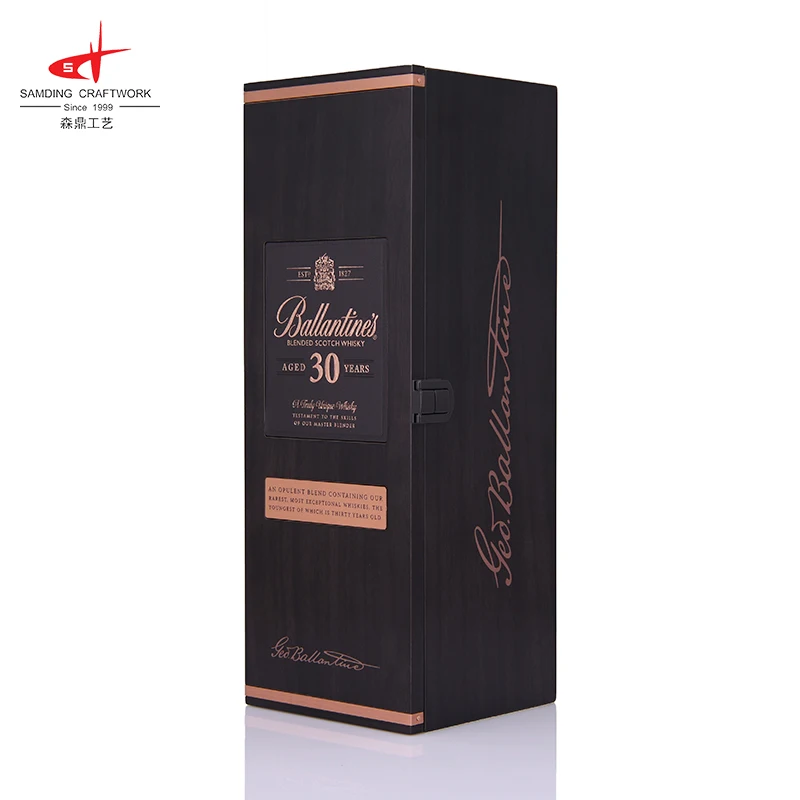 Samding Hot Selling Luxury Gift Packaging Custom Hot Stamping Logo Europe Whisky Wood Craft Boxes