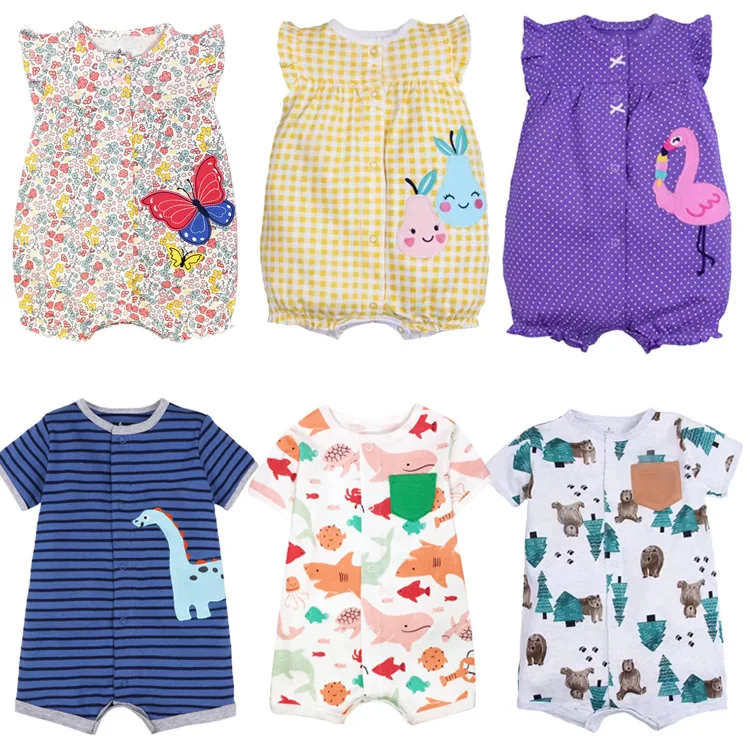 Wholesale Custom Baby  jumpsuit toddlers kids pattern summer baby rompers cute style knitted baby jumpsuit