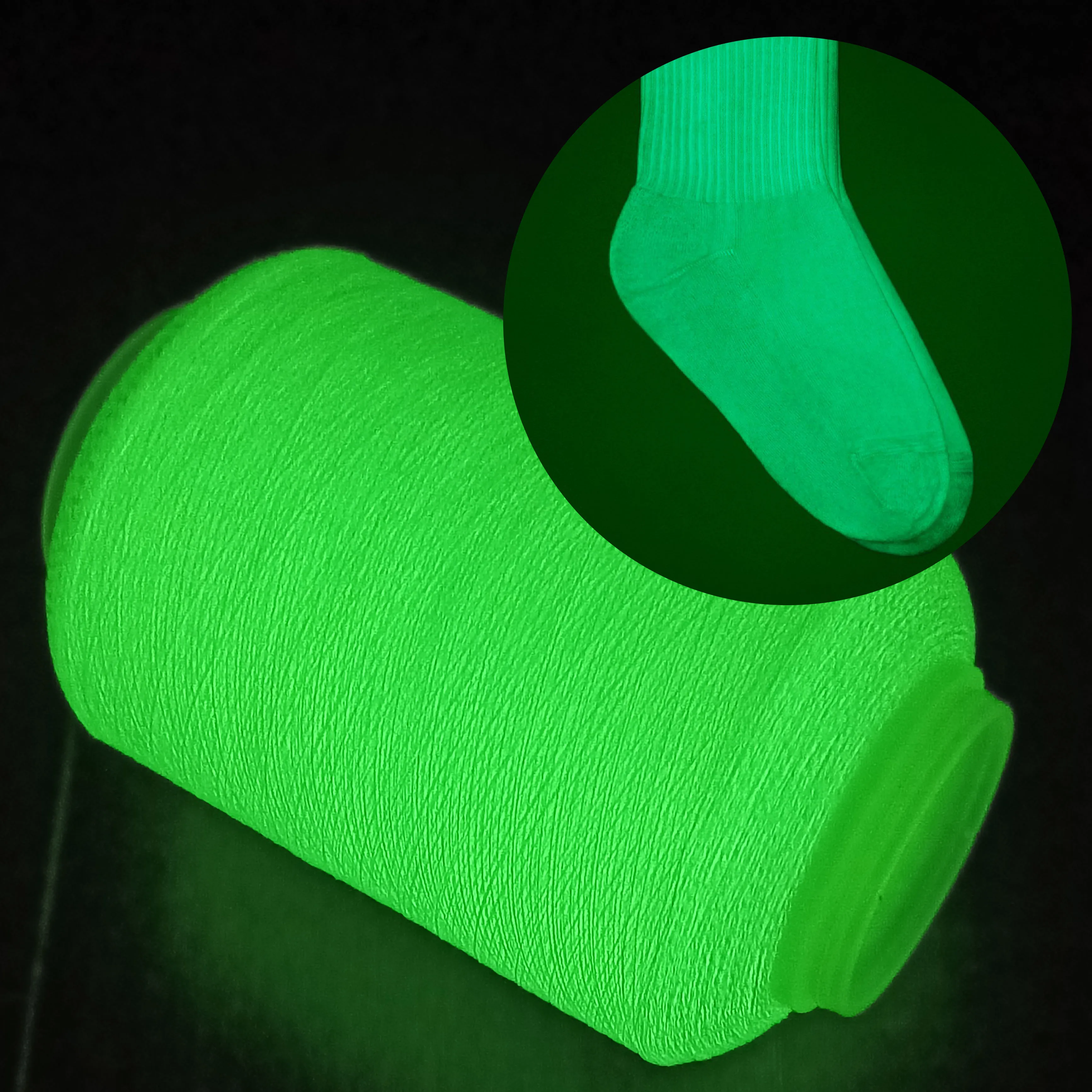 Glow in the dark elastane yarn DTY 75D 150D 300D glow in the dark yarn Luminous weaving knitting yarn for socks webbing