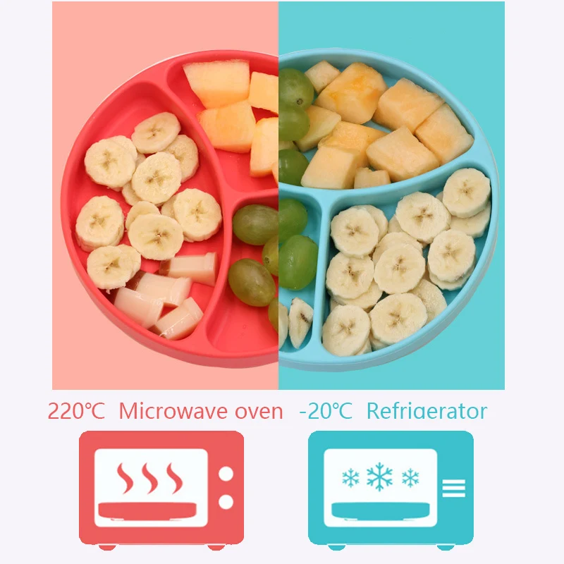 Divided Food Feeding Bowl Silicone Baby Dishes Kid Dinner Suction Baby Silicone Tableware Plate Bowl