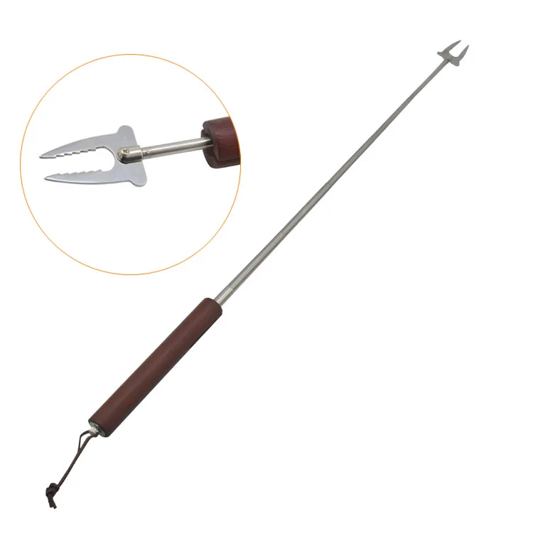 BBQ Bar Accessories Retractable Wooden Handle Telescopic Stainless Steel Barbecue Camping Firefork