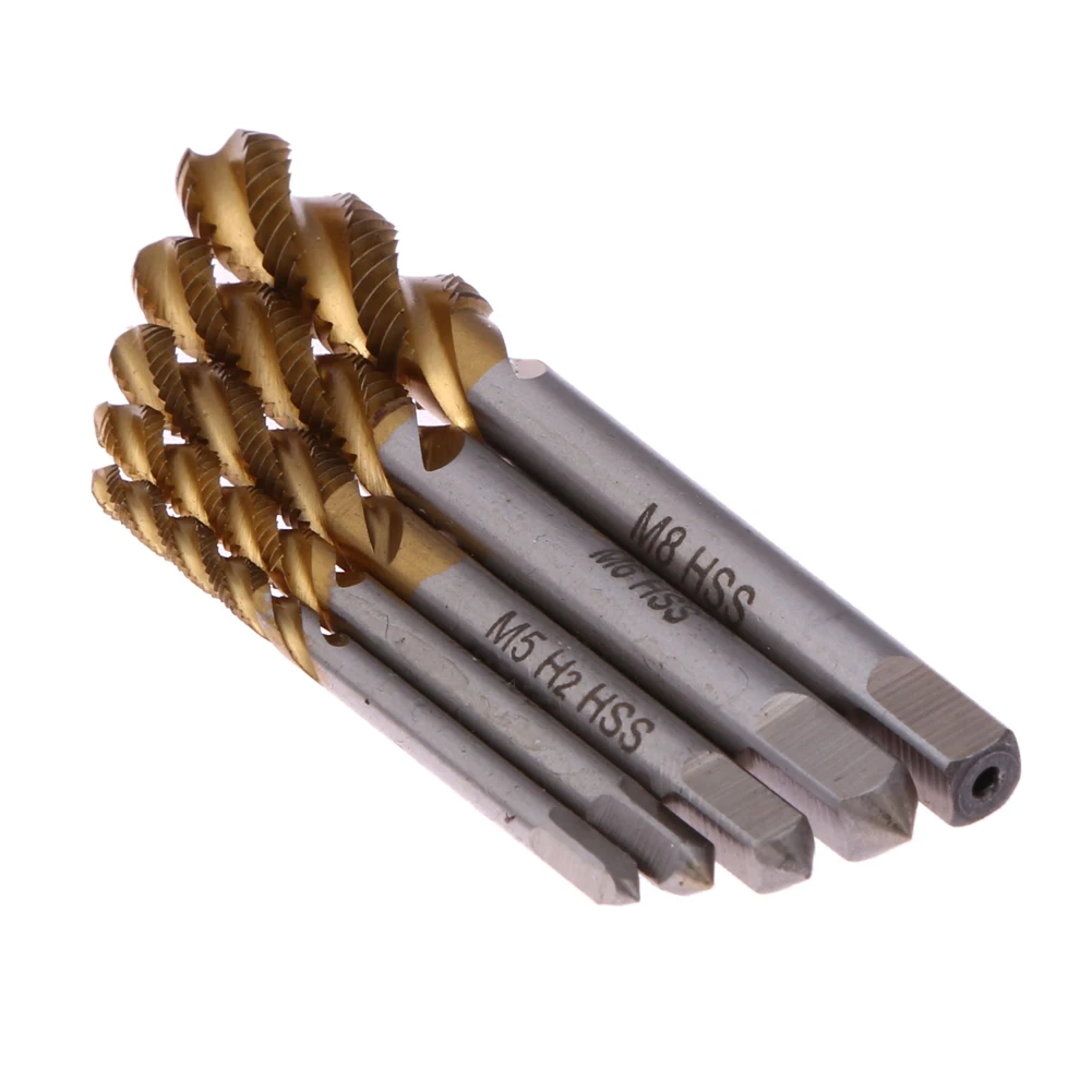 HSS M3 M4 M5 M6 M8 Machine Spiral Point Straight Fluted Screw Thread Metric Plug Hand Tap Drill Set Hand Tools