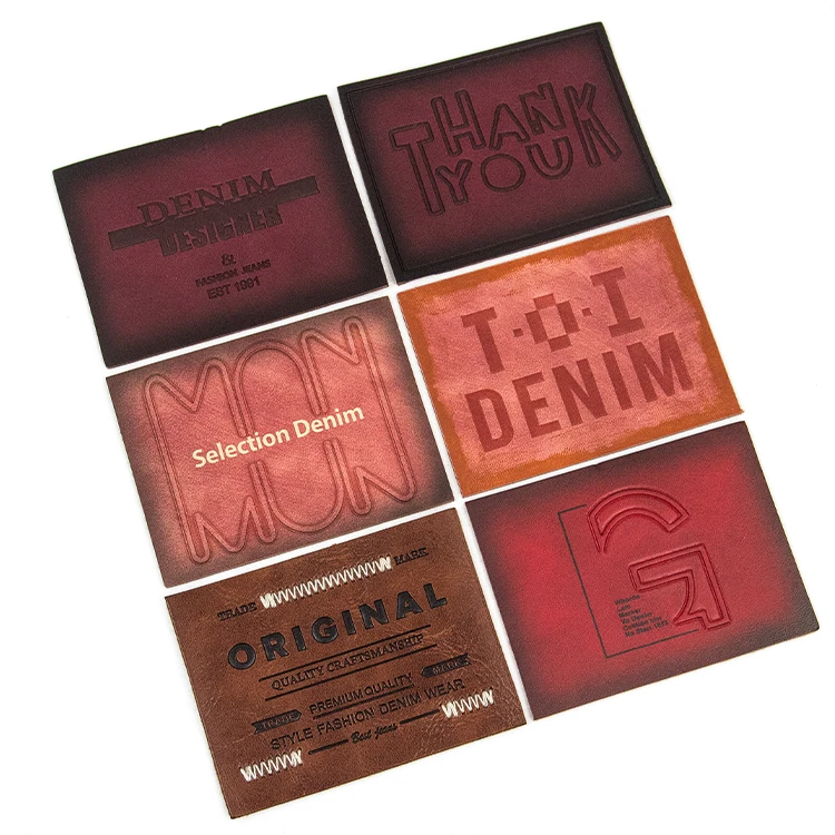 Wholesale Price Custom Garment Embossed Jeans PU Leather Label and Tags for Clothing