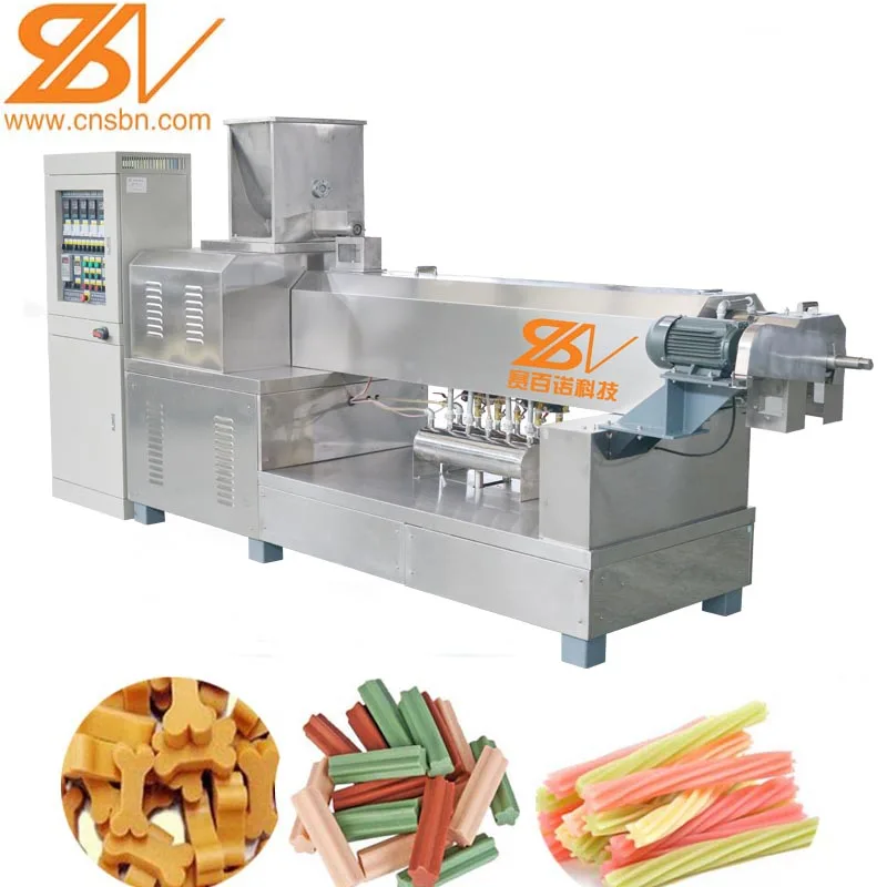 CHINA 100kg/h Fully automatic single color dog pet treats chews snack food machine extruder production line