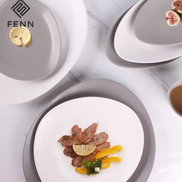 New product western style cobblestone design black matte ceramic 16 piece dinnerware set