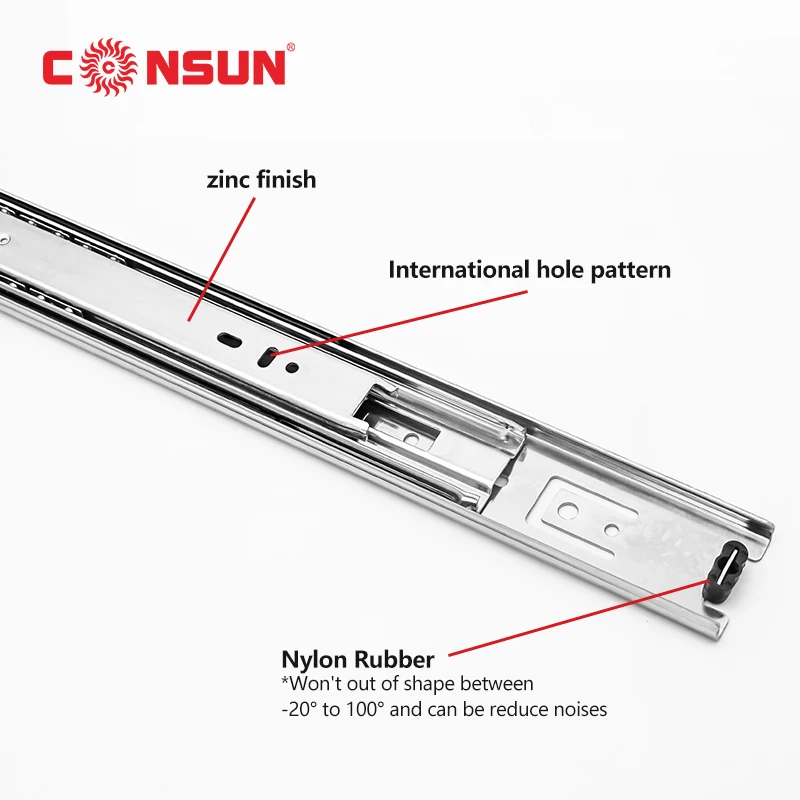 Furniture Kitchen Cabinet 3 Folding Full Extension Ball Bearing draw slides flush closed sliding door hardware