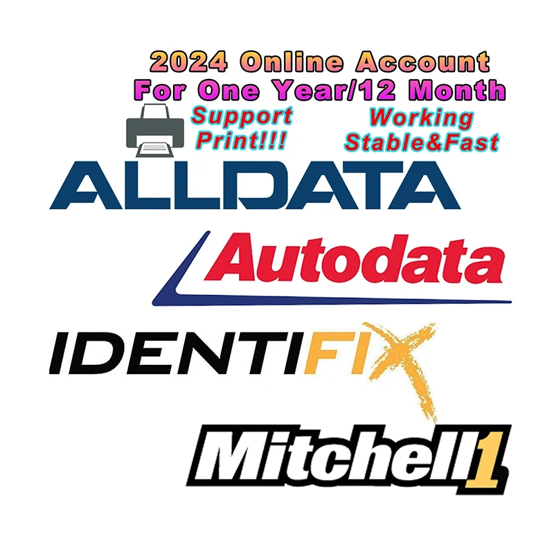 Новейшая 2024 Alldata Autodata identfix 4 в 1 12 месяцев один год автоматический онлайн-аккаунт авторемонт программного обеспечения с поддержкой печати