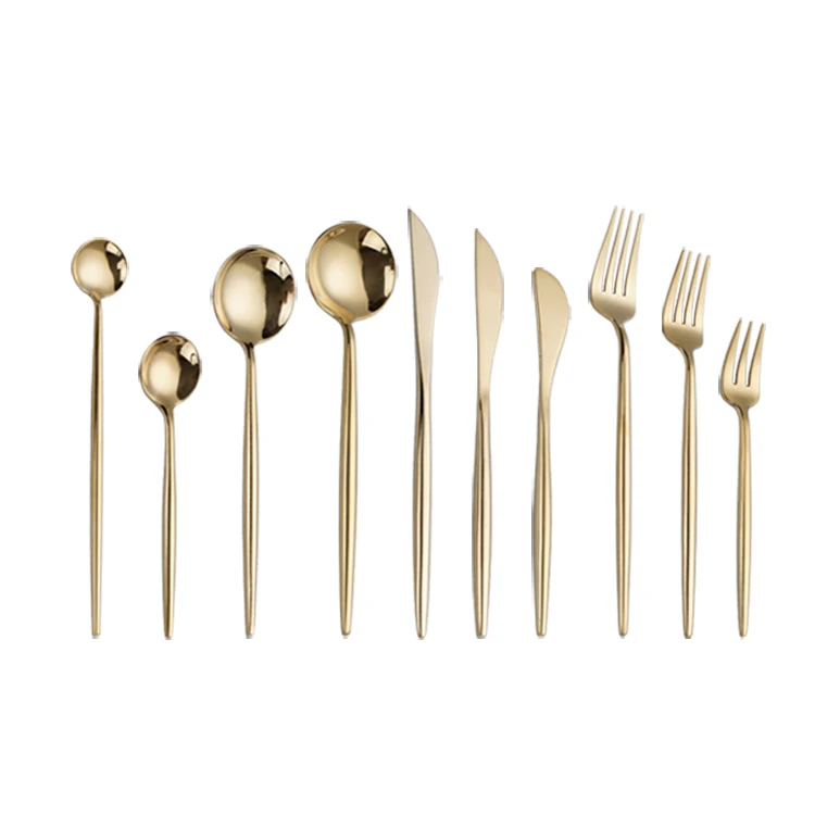 Shiny Mirror Gold Plated Flatware Wedding Event Cutipol Stainless Steel Cutlery Set