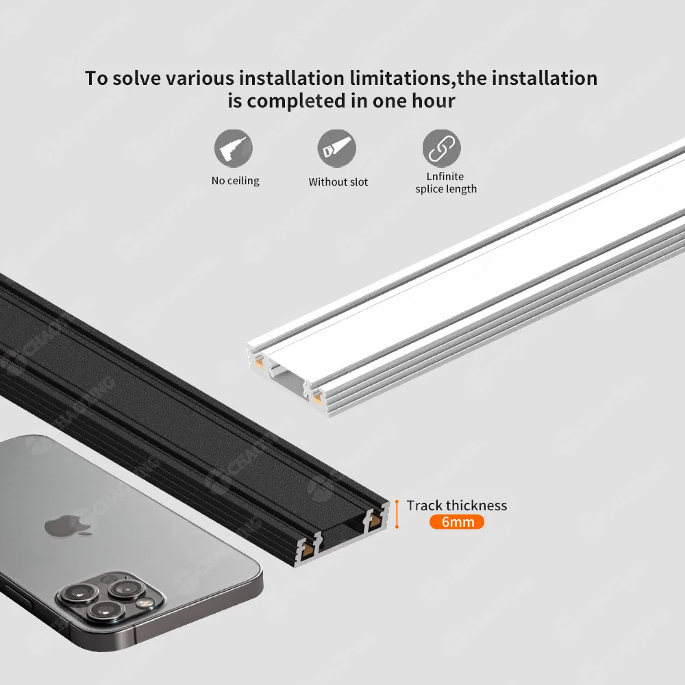 European CE ETL Certification LED Spotlight Surface Recessed Pendant Slim Magnetic Rail Track Light DC48V Magnet Track Spot Lamp