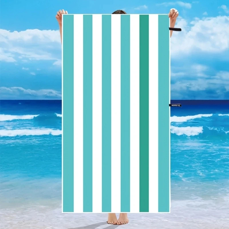 Personalized design large size quick drying portable sand printing stripe microfiber beach towel