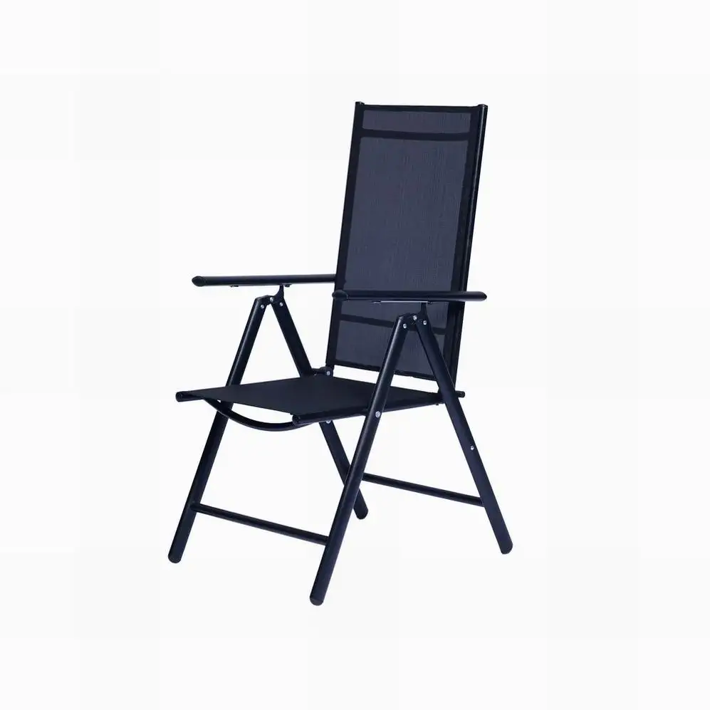 High Quality Outdoor Metal Peacock Lounge Foldable Garden Chair Heavy Duty Foldable Iron Fabric Seven Positions Garden Chair
