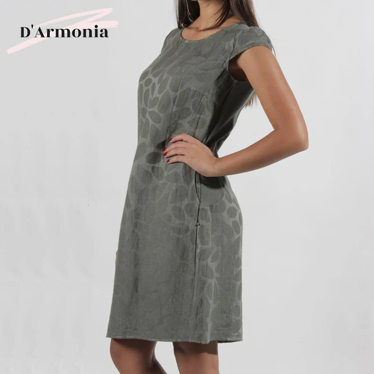 
Low Price O-neck Daily Dress Silm Solid Dress For Women Made In Italy 