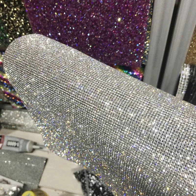 25*40Cm Adhesive Rhinestone Mesh Sheets ,Hot Fix Crystal Rhinestone Mesh Trimming