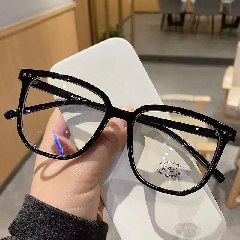 2023 Transparent Men Women Square Frame Big Round Optical Glasses Anti Blue Light Glasses Frame