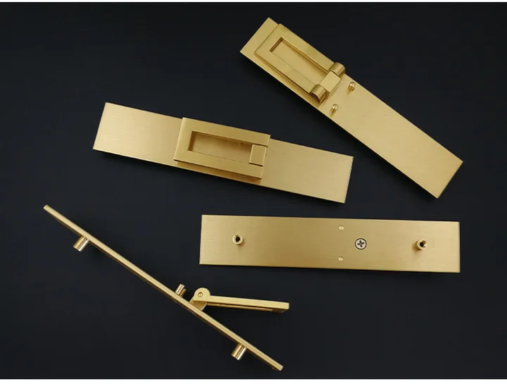 New Chinese Style Shoe Cabinet Bookcase Handle Straight Strip Bathroom Solid Pure Copper Double Hole Modern Simple Copper Handle