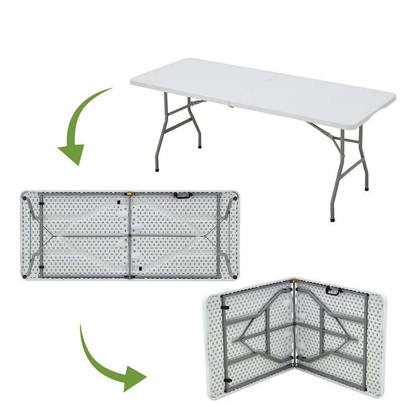 Wholesale factory portable picnic outdoor plastic 72inch folding table banquet rectangular dining 6ft plastic folding table