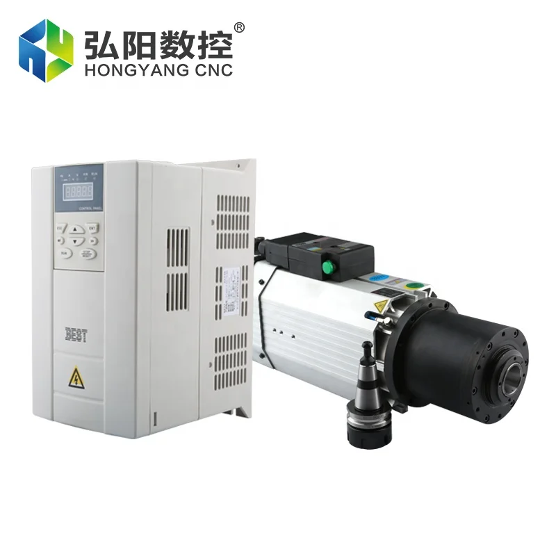 China Supplier Cnc Atc 9kw Hsk Iso30 Bt30 High Speed 24000rpm Air Cooled Electric Drilling Steel Spindle Motor Controller