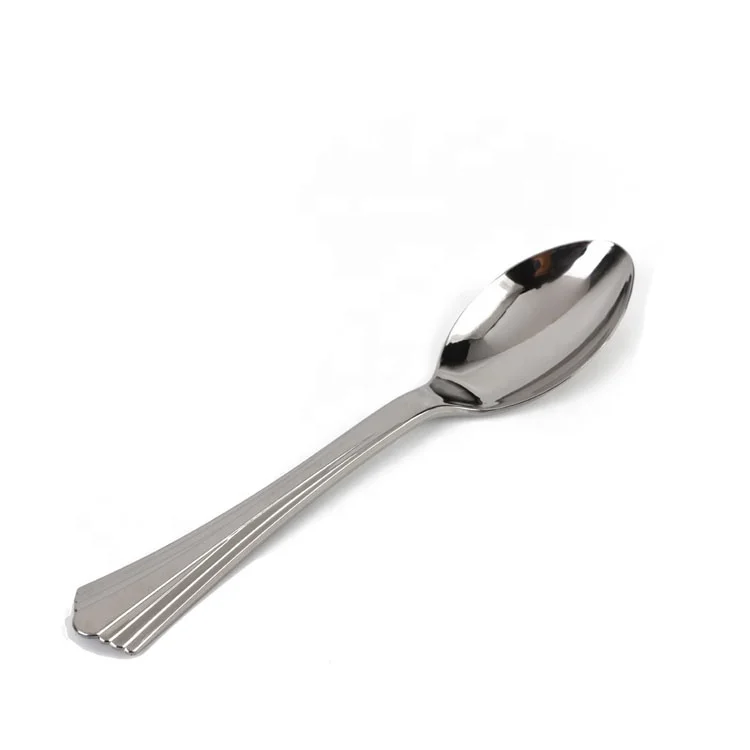 Plastic Mini Spoon with Stainless Steel Coated Spoons Disposable PS Competitive Price Silverware Wedding