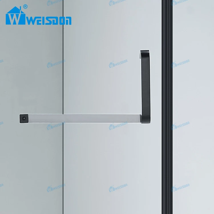 Weisdon Matte Black Tempered Glass Diamond Shower Room Framed Stainless Steel Pivot Shower Door