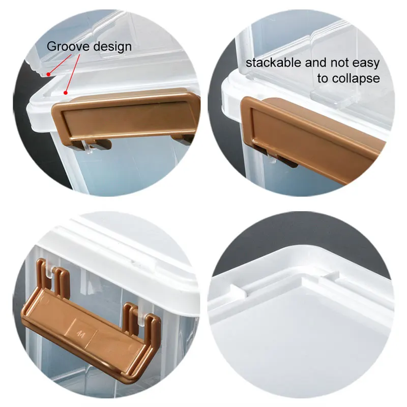 EVERSMILY Latching Box with Lid 210ml & 360ml Plastic Transparent Bins & Things Organizer 2 Layer Stack Box Storage Container