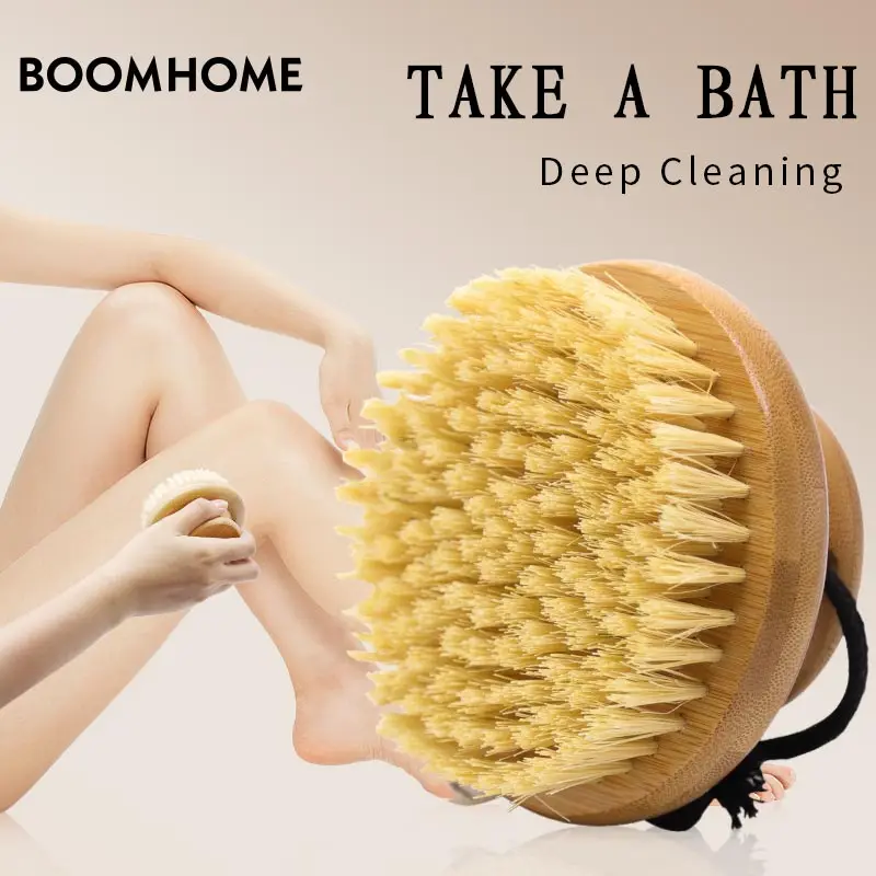 new styles back bath scrubber brush set eco friendly long handle bamboo shower brush with soft sisal bristle custom logo
