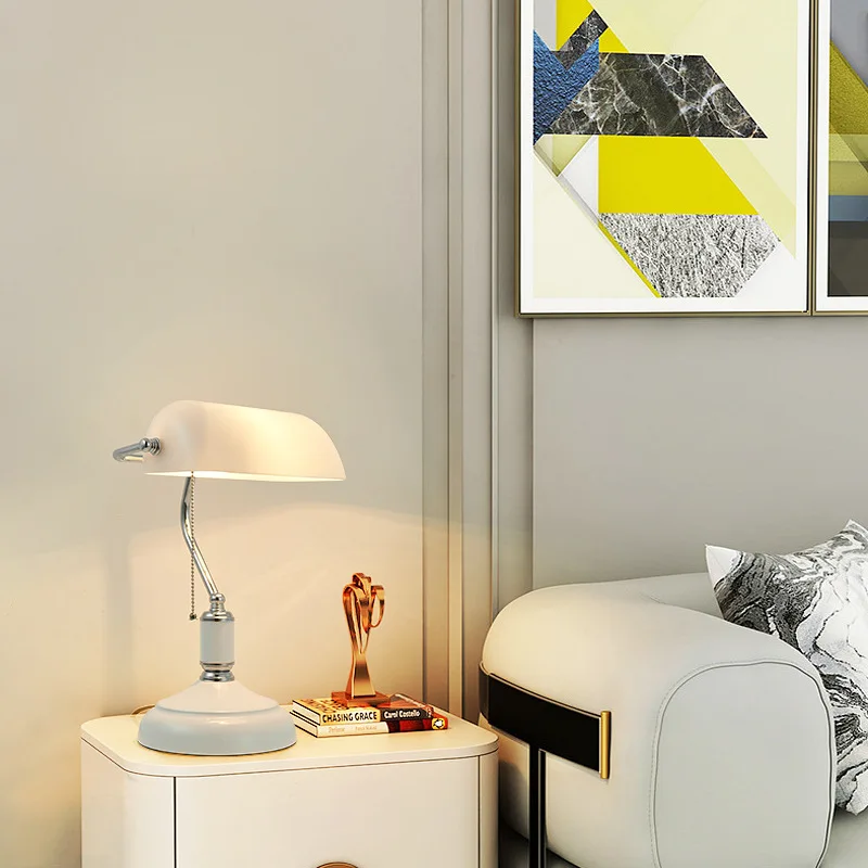 Bank Desk Lamp European Replacement Green Glass Shade Bankers Table Lamp Home Decor Antique Banker Table Lamp