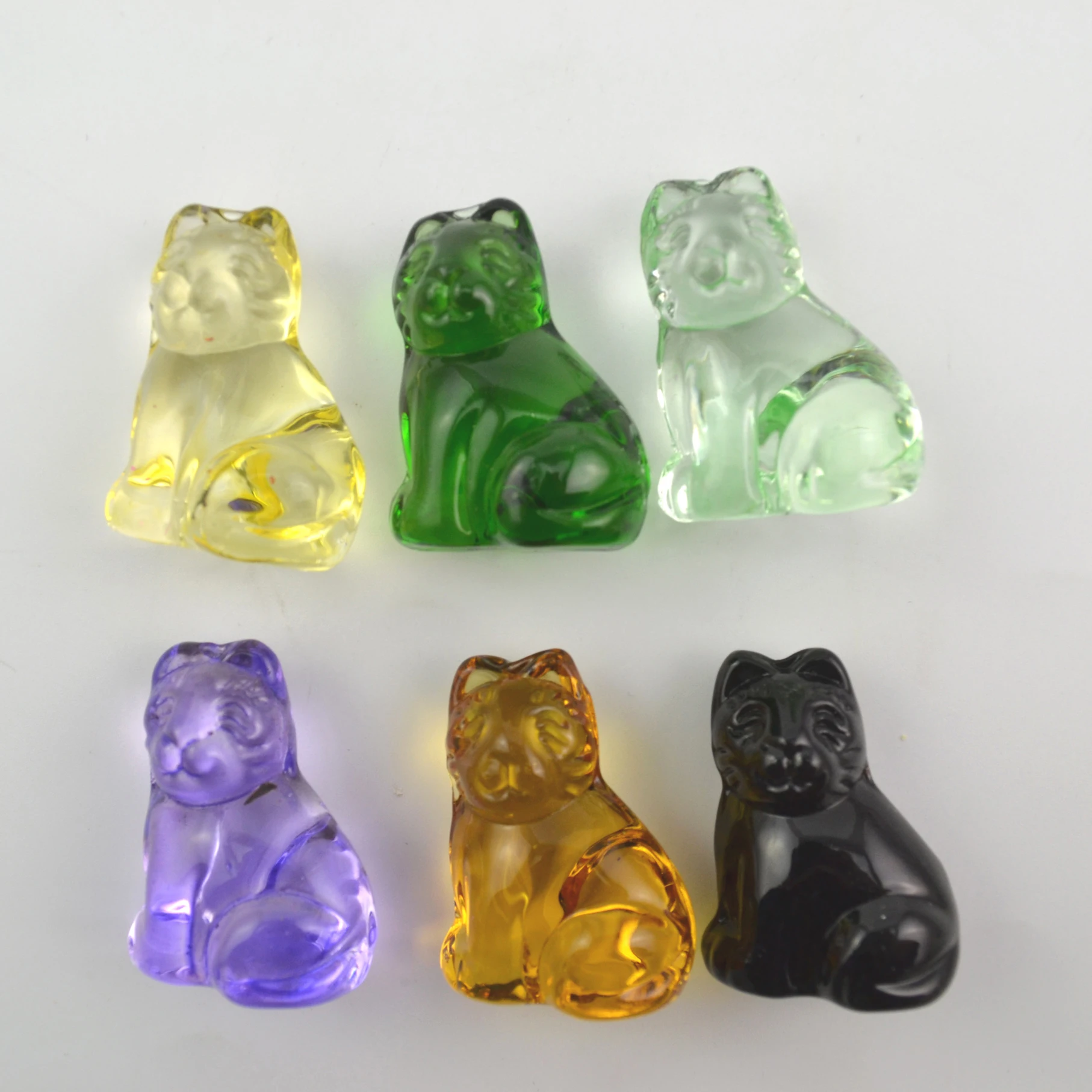 Wholesale Figurine Decorative Crystal Glass Crafts Colored Lucky Glass Cat Animal glass sculptures