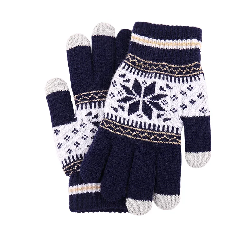 Fashion Cheap Winter Capacitive Mobile Phone Smartphone Texting Touch Screen Jacquard Knitted Gloves