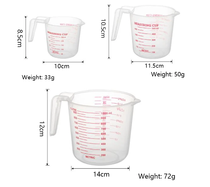 Заводские бытовые инструменты для выпечки 3 шт. набор из прозрачных мерных чашек ПП