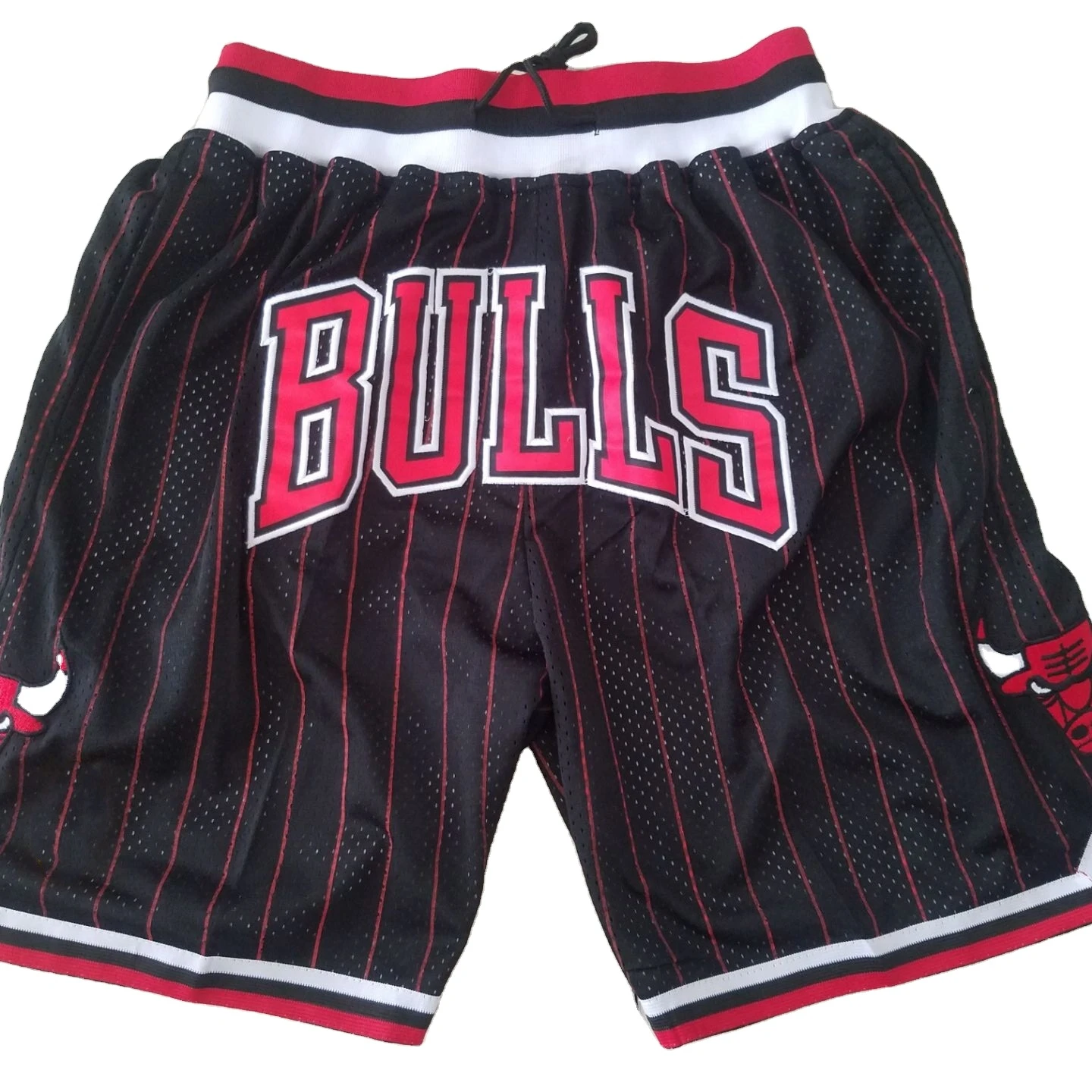 Быстросохнущие мужские шорты GP20200365BK, сетчатые баскетбольные шорты из полиэстера в красную полоску, с карманами, на молнии