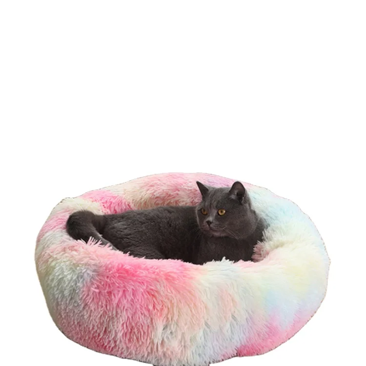 Dog Cat House Mat Round Plush Washable Dog Cat  for Fall/Winter Pet Bed