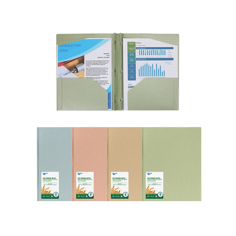 office school supplies two pockets plastic presentation report file folder with 3 prongs 2 pocket business card slot