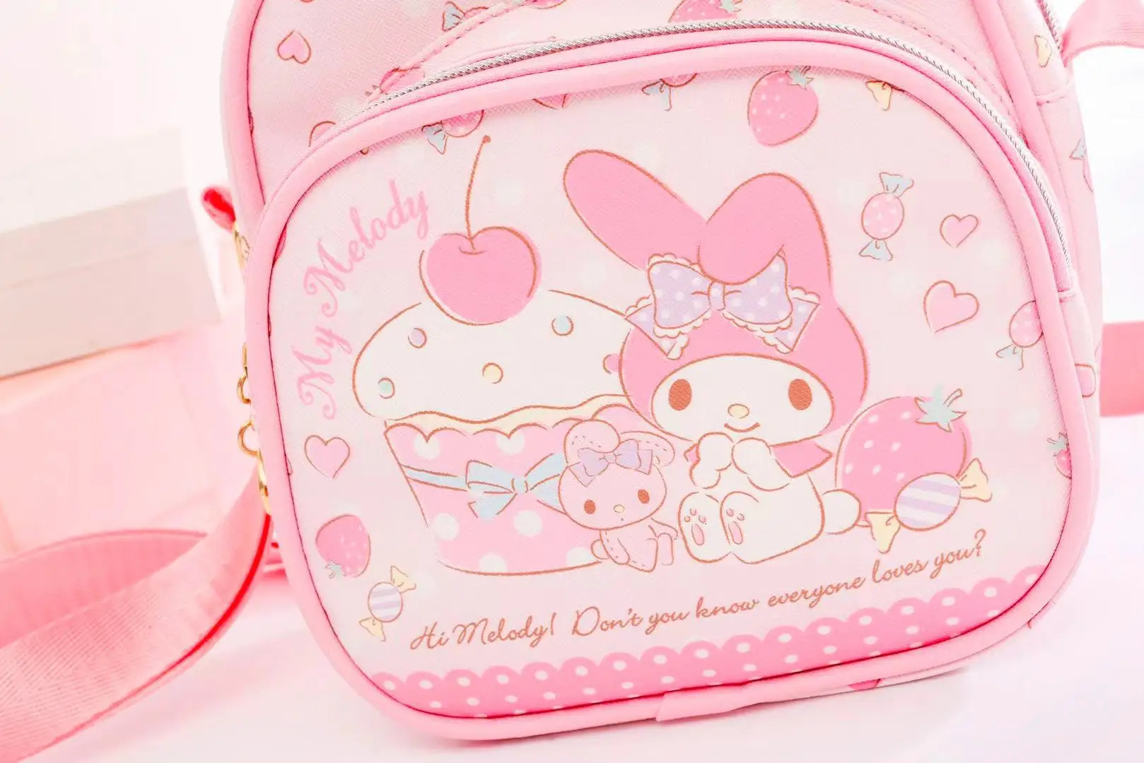 kawaii wholesale cute shopping handbag bags student girl cartoon crossbody bag pu leather melody small square shoulder bag