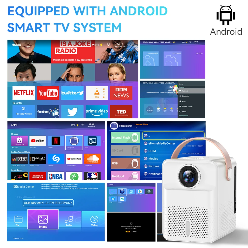 Oem Odm Wifi Wireless Android Mobile Phone 480P 3D Hologram Led 4K Video Cinema Smart Projectors