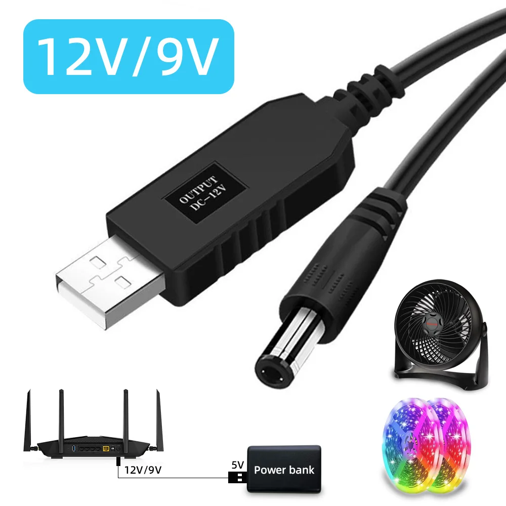 Factory Wholesale High Quality USB-DC Boost Cable DC 5521 Powered Set Up Charger 5V To 12V USB Cable for Wifi Router Modem